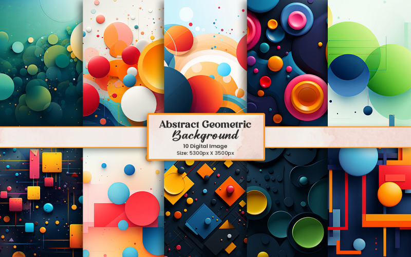 Abstract background with geometric shapes, Colorful circle geometric digital paper Background