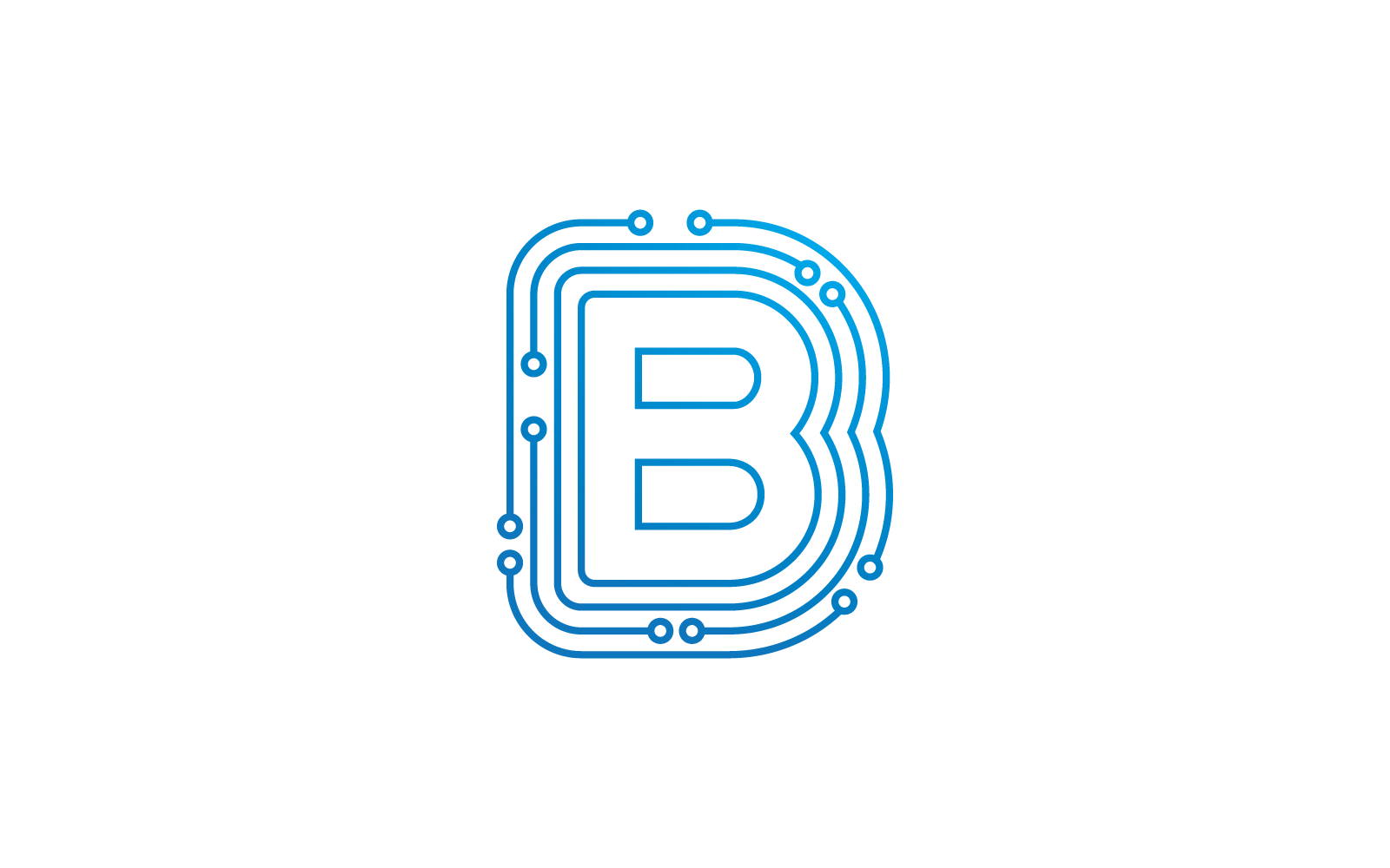 B kezdőbetű Áramkör technológia illusztráció logó vektor sablon