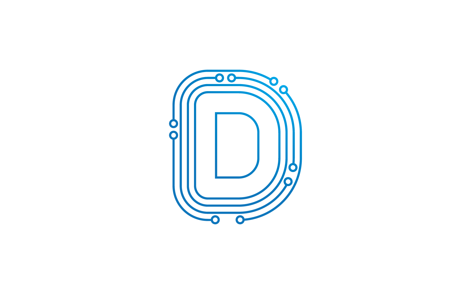 D initial letter Circuit technology illustration logo vector template