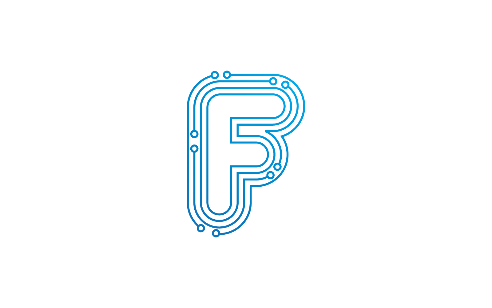 F initial letter Circuit technology illustration logo vector