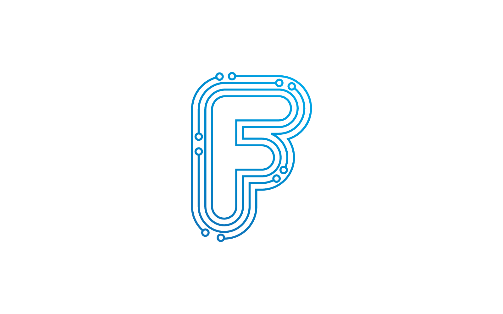 F letra inicial Circuito tecnología ilustración logo vector