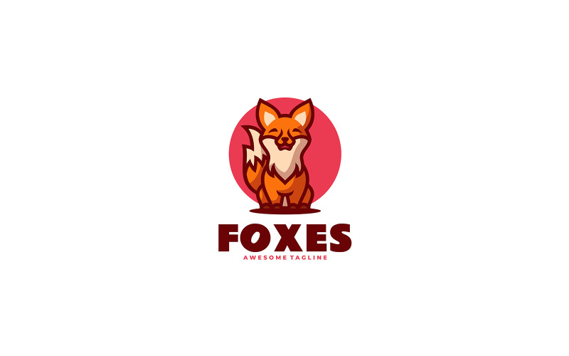 Foxes Simple Mascot Logo Design Logo Template