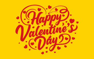 Happy Valentine's Day typography poster on yellow background with heart shape. Free illustration