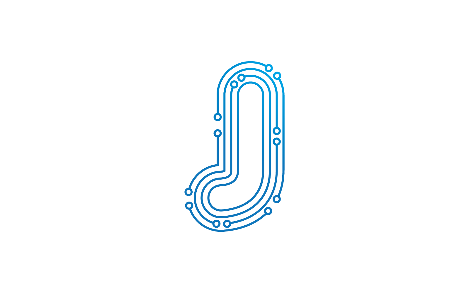J initial letter Circuit technology illustration logo vector template