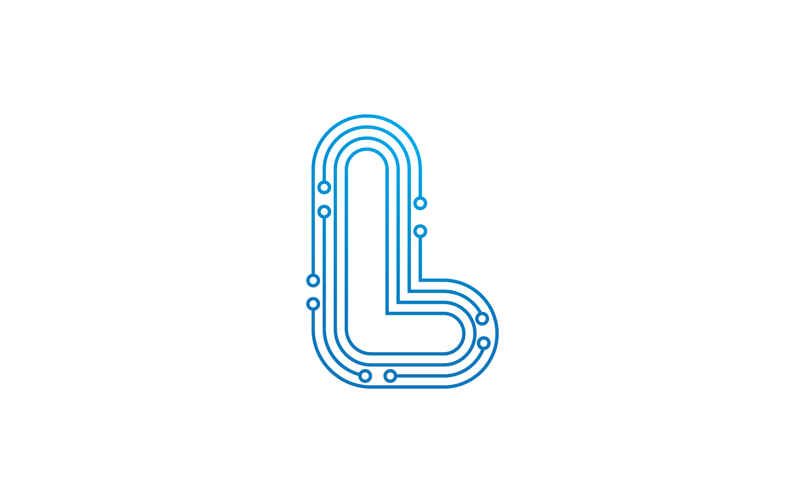 L-Anfangsbuchstabe. Logo-Vektorvorlage für die Illustration von Schaltungstechnologie