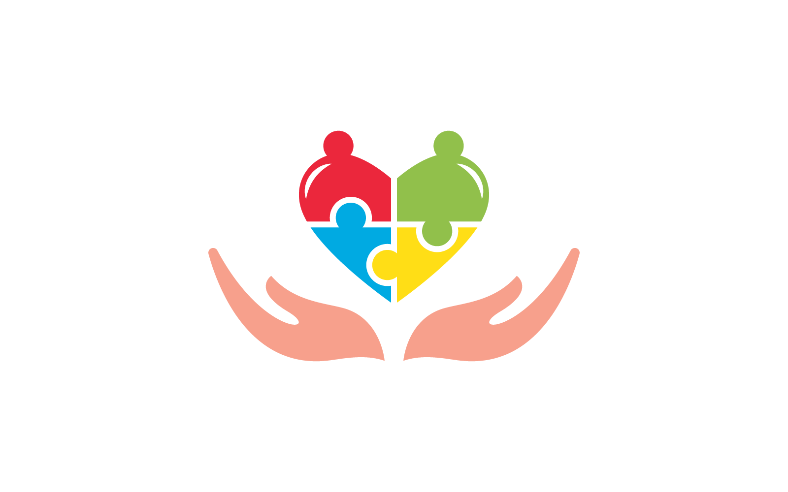 Logo de handicap, soins familiaux ou vecteur de conception de soins communautaires