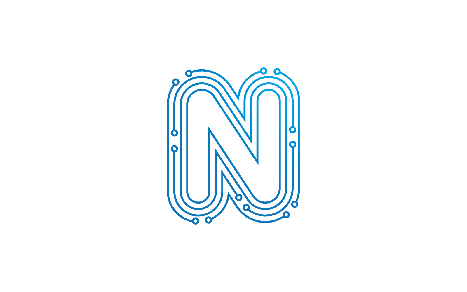 N initial letter Circuit technology illustration logo vector template Logo Template