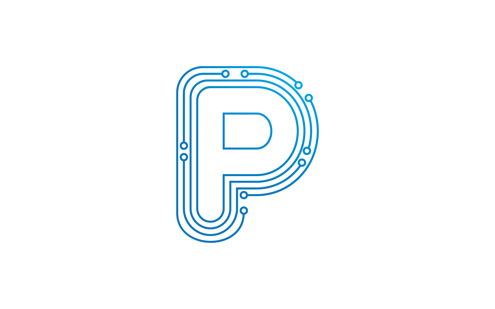 P початкової букви схеми технології ілюстрація логотип вектор шаблон