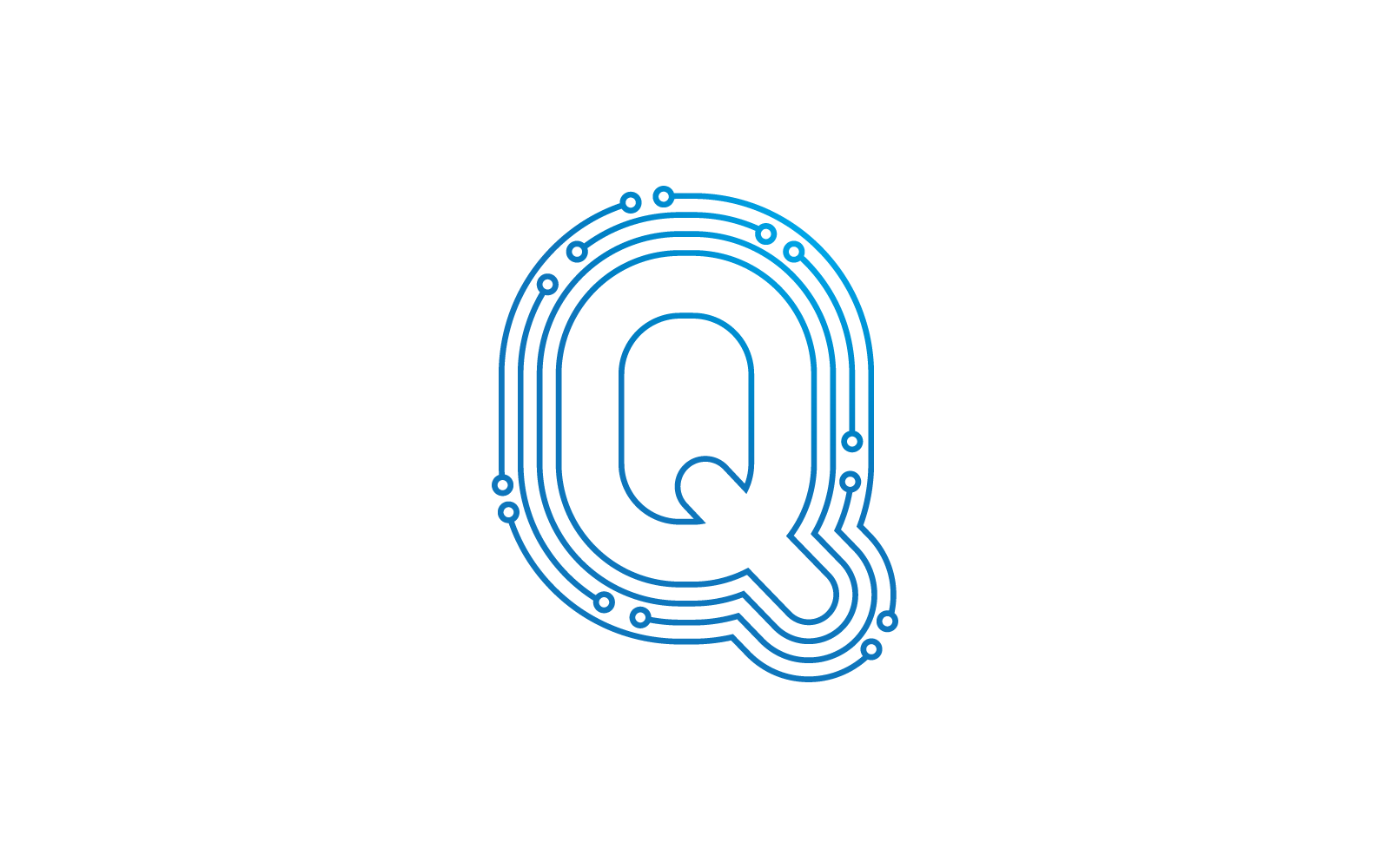 Q ilk harfi Devre teknolojisi illüstrasyon logo şablonu