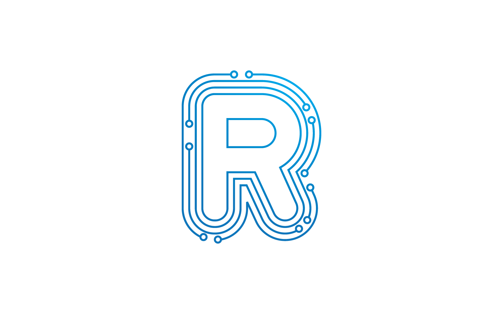 R ilk harfi Devre teknolojisi illüstrasyon logo vektör şablonu