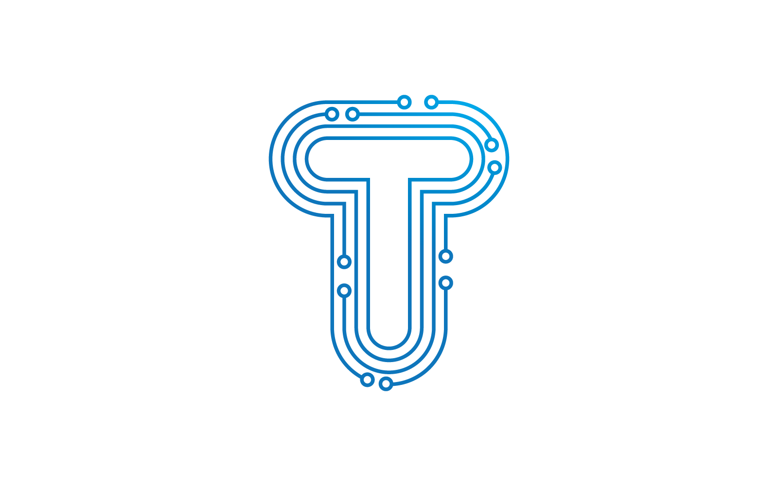 T 首字母电路技术插图徽标矢量模板