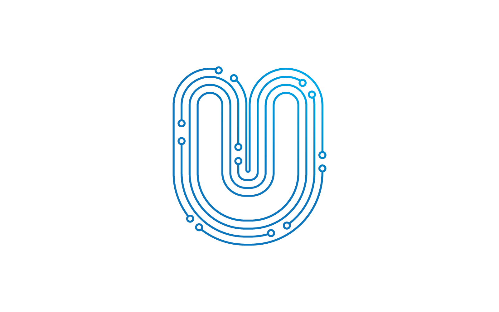 U initial letter Circuit technology illustration logo vector template