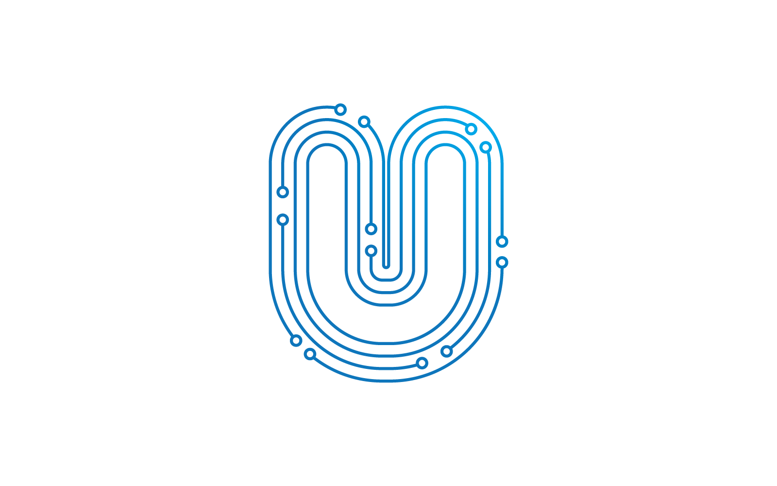 U letra inicial Plantilla de vector de logotipo de ilustración de tecnología de circuito