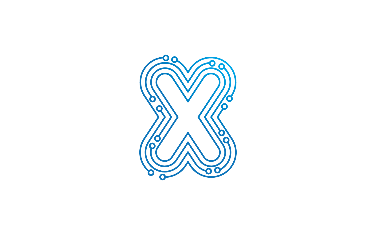 X initial letter Circuit technology illustration logo vector template
