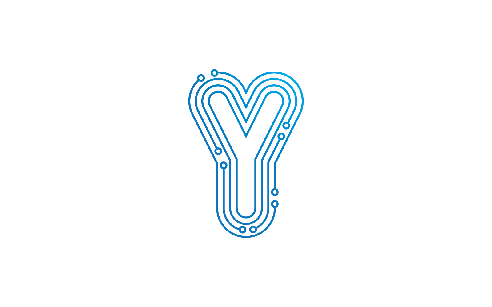 Y initial letter Circuit technology illustration logo vector template