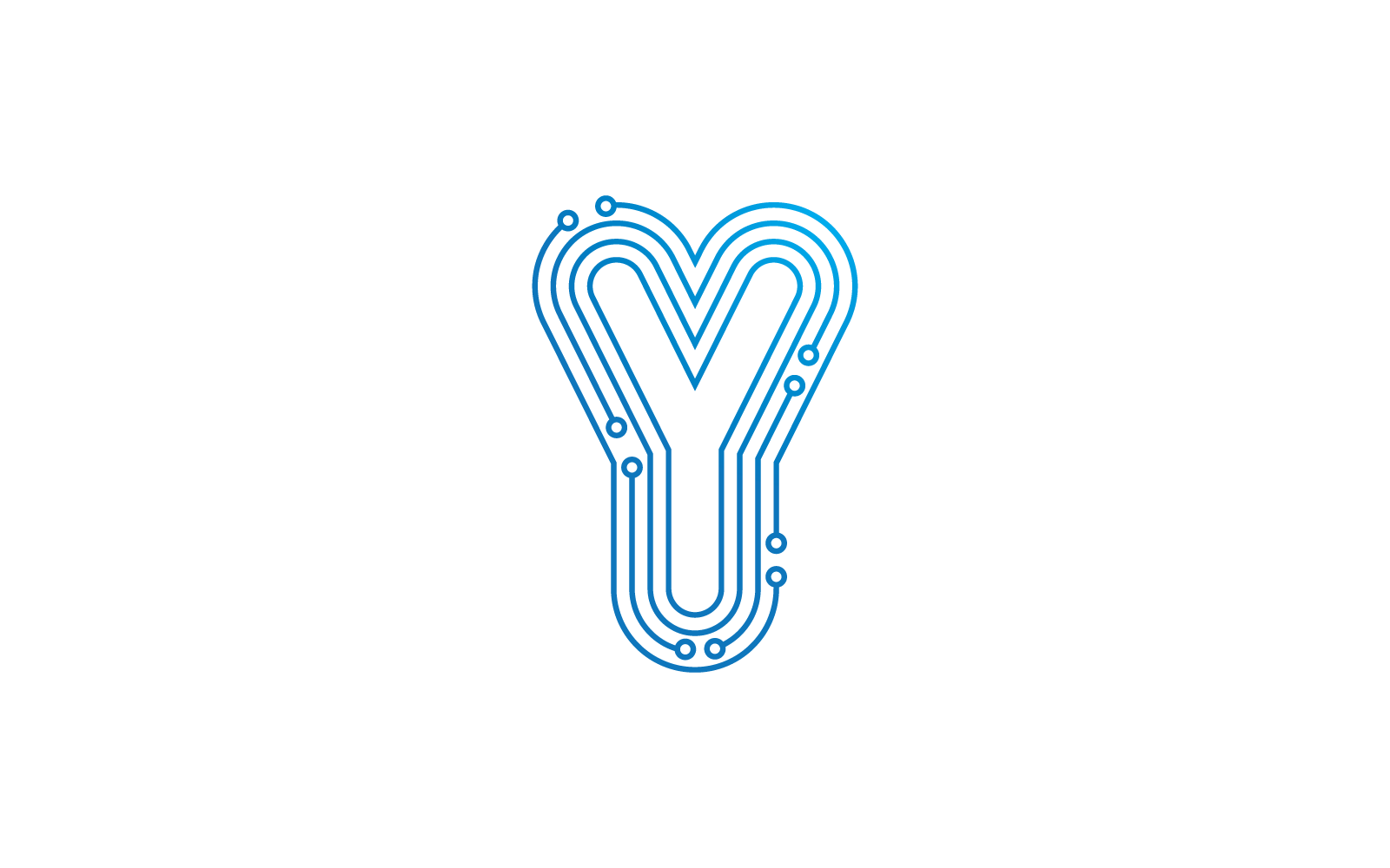 Y letra inicial Plantilla de vector de logotipo de ilustración de tecnología de circuito