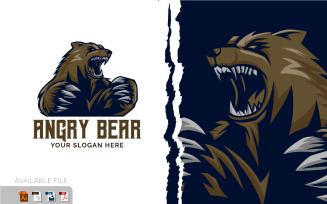 Angry Bear Logo Vector Mascot template