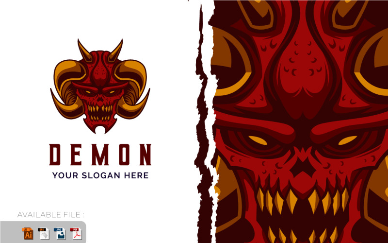 Angry Demon Head Logo Vector Mascot template Logo Template