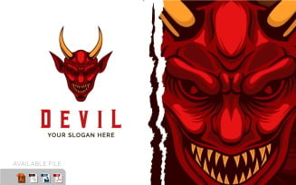 Devil Logo. Devil Demon Mascot Logo Vector Design Template