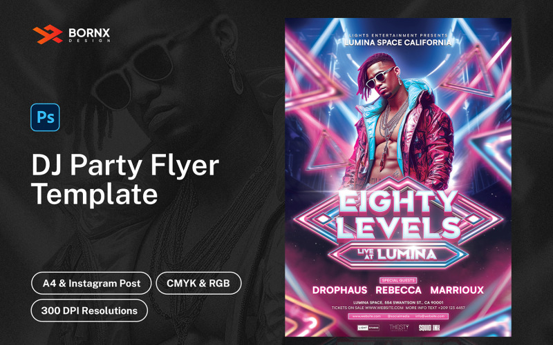 DJ Party Flyer Template PSD Corporate Identity