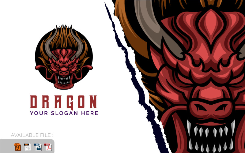 Dragon Angry Head Logo Design Vector Mascot template Logo Template