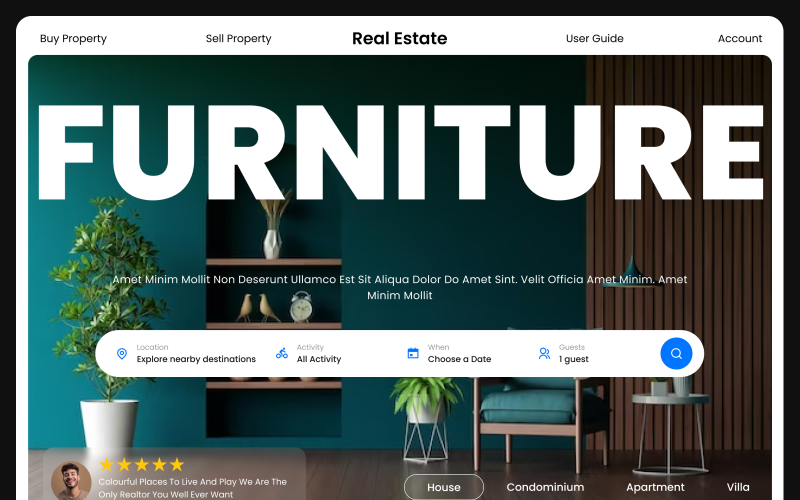 Furniture - Real Estate Website Hero UI Element