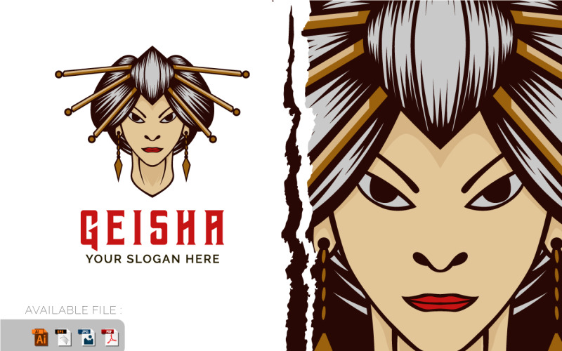 Geisha Logo. Geisha Mascot Logo Vector Mascot template Logo Template