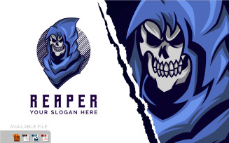 Grim Reaper Logo Design Vector Illustration Template
