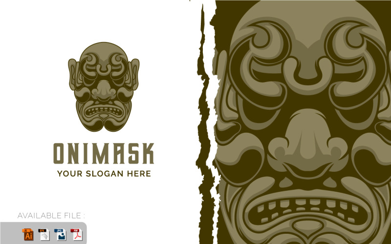Hanya Mask Face Samurai Warrior Logo Vintage vector illustration Logo Template