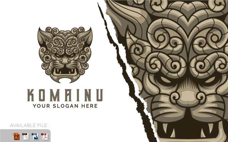 Komainu Lion Logo Design Vector Illustration Template Logo Template