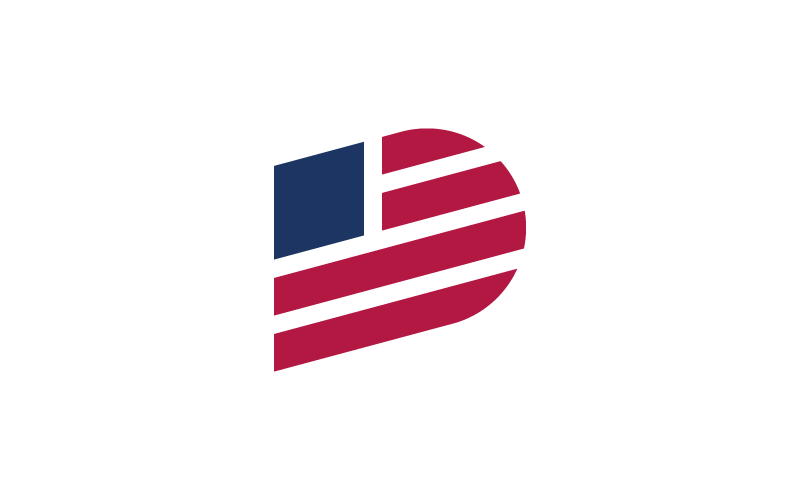 Letter D USA Flag Logo Template