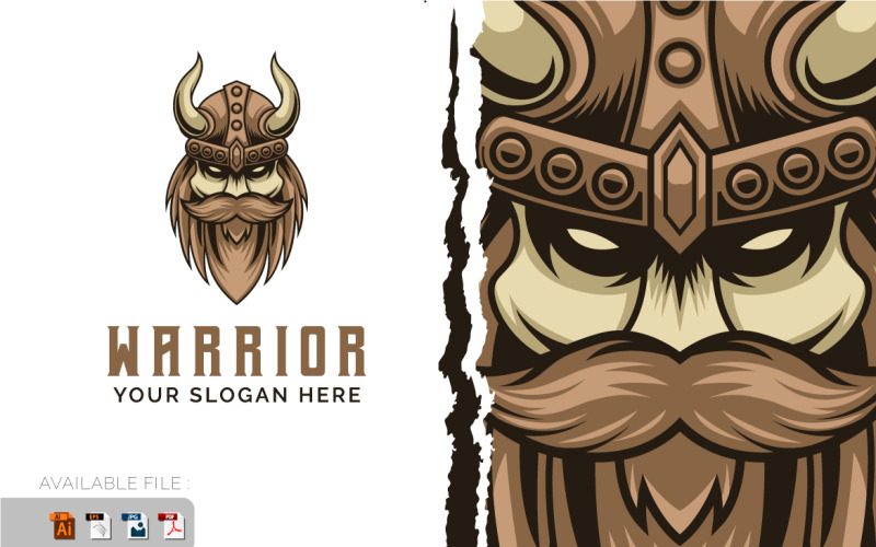 Old Man Viking Head Mascot Logo Design Vector Template Illustration Logo Template