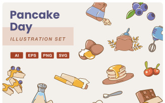 Pancake Day Handdrawn Element Set