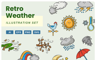 Retro Weather Illustration Set