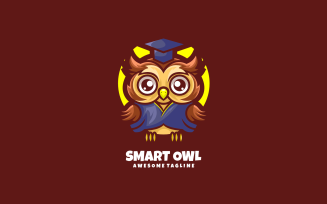 Smart Owl Mascot Cartoon Logo