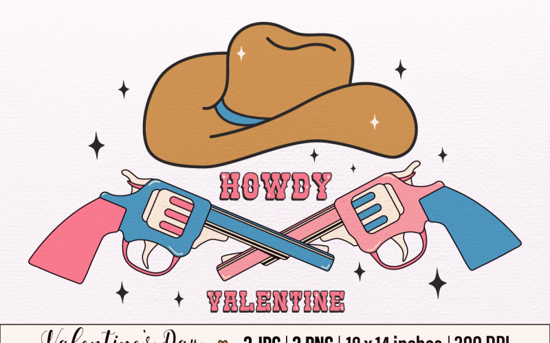 Y2k,Retro Happy Valentine's Day,Cowgirl Hat Illustration