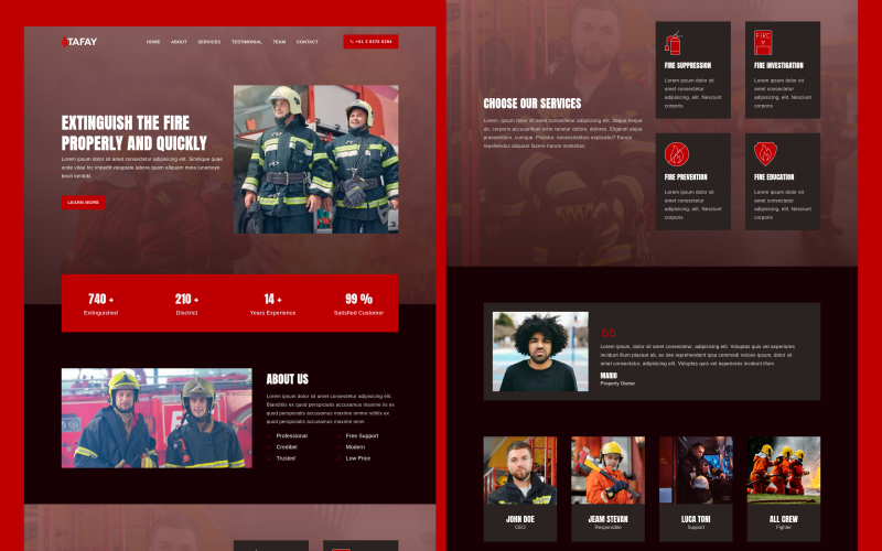 Tafay - Firefighter & Fire Department Landing Page Template
