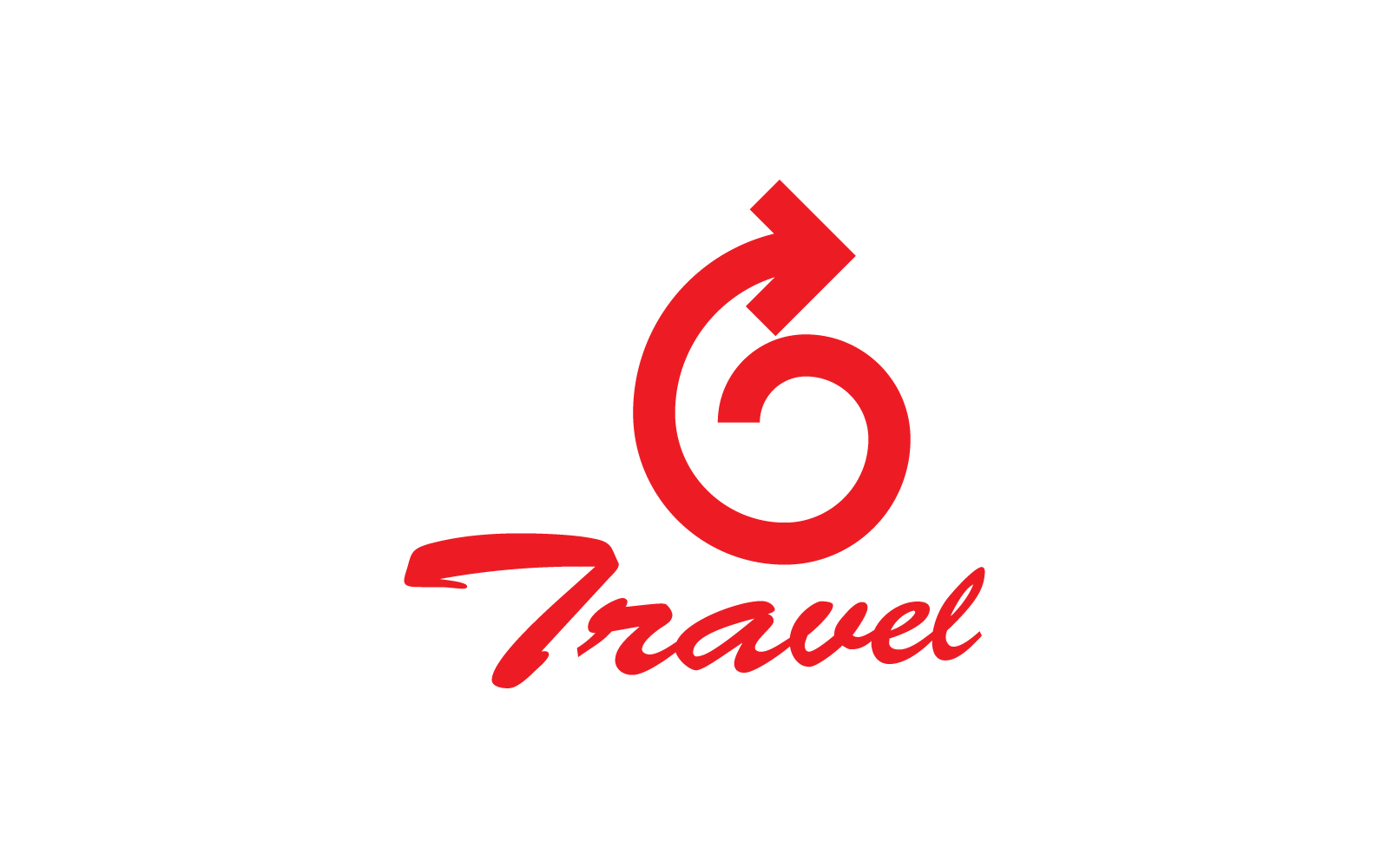 Diseño plano del vector del logotipo de la flecha de viaje
