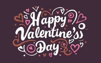Hand lettering Happy Valentine's Day with heart style, Free romantic greeting card