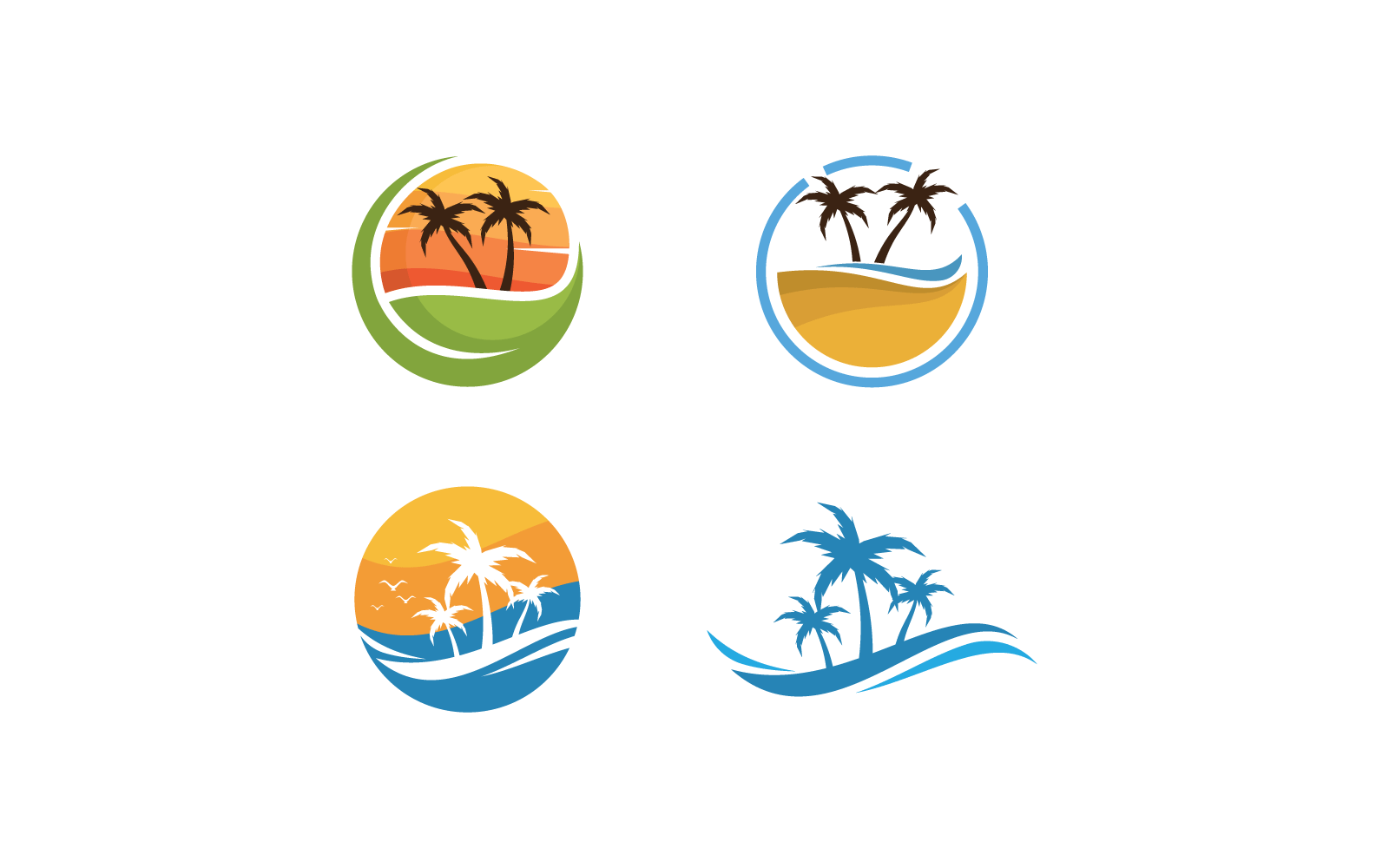 Palm tree leaf  illustration logo vector flat design