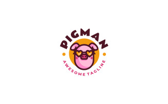 Pig Man Mascot Cartoon Logo 2
