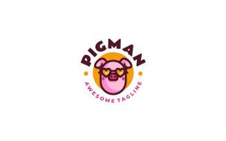 Pig Man Mascot Cartoon Logo 2