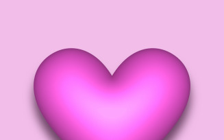 Pink vector 3D heart with a shadow