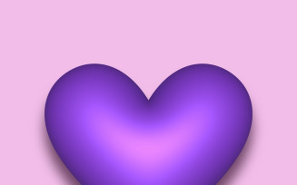 Purple vector 3D heart with a shadow