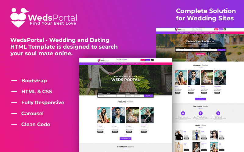 WedsPortal - Wedding and Dating HTML Template Website Template