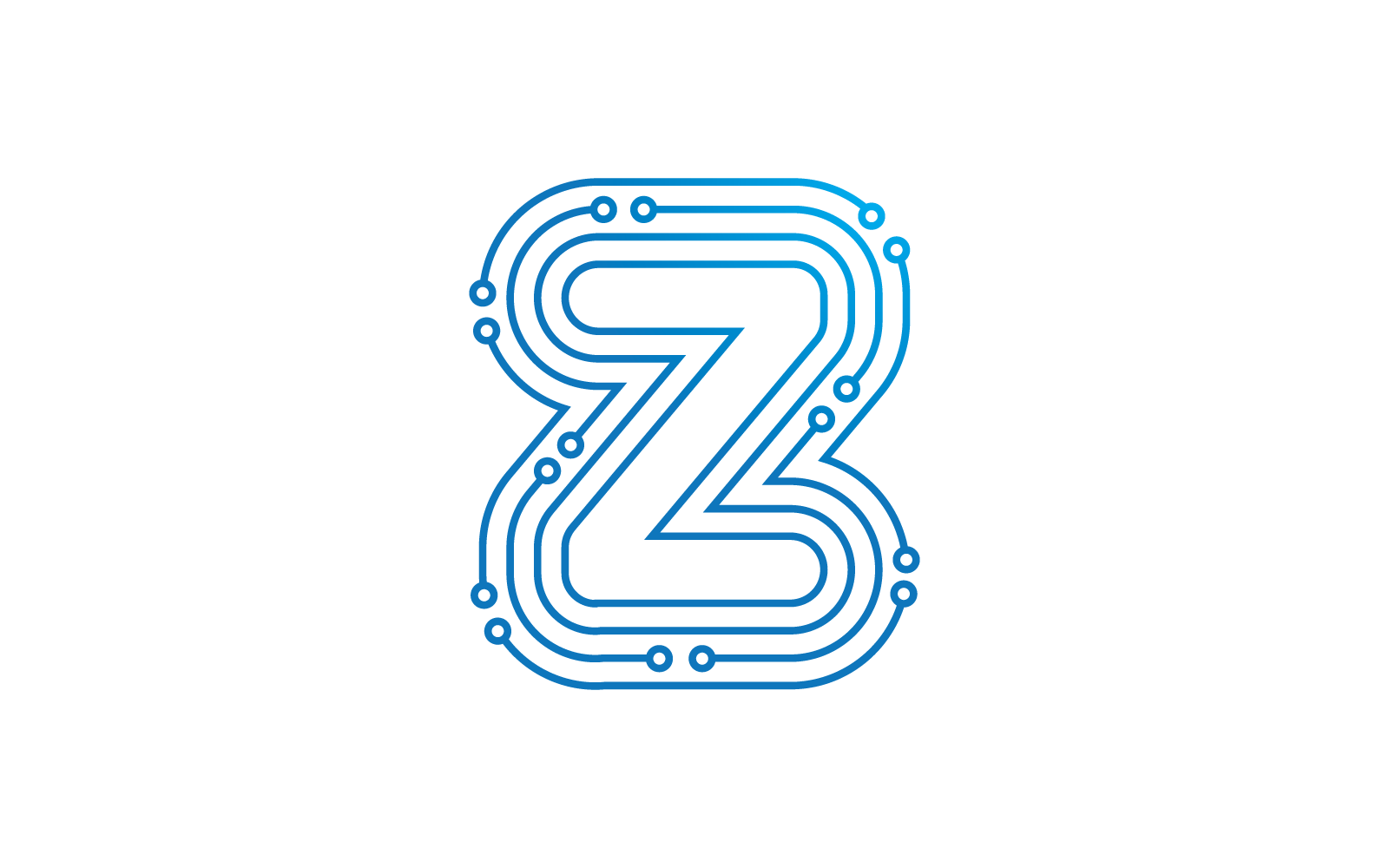 Z initial letter Circuit technology illustration logo vector template