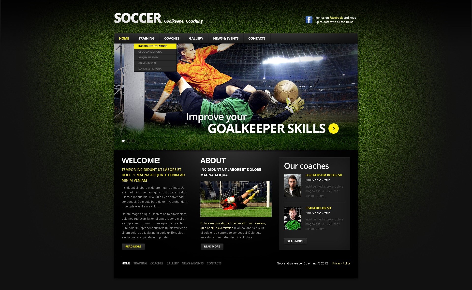 Soccer Responsive Website Template #39454