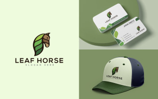 Green Leaf Horse Animal Logo