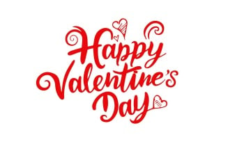Happy Valentine's Day hand lettering vector type illustration. Vector illustration Free