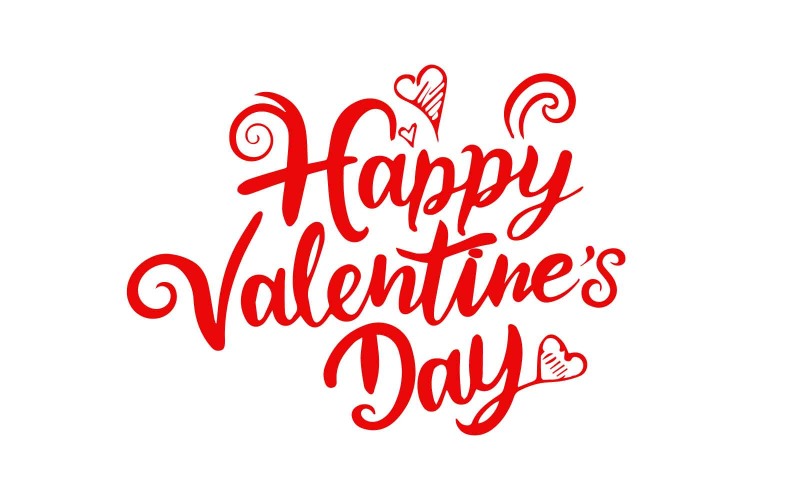 Happy Valentine's Day hand lettering vector type illustration. Vector illustration Free Vector Graphic